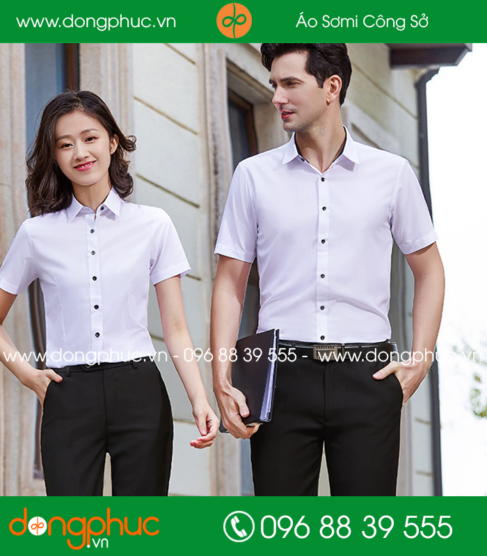 Đồng phục áo sơ mi màu trắng cộc tay